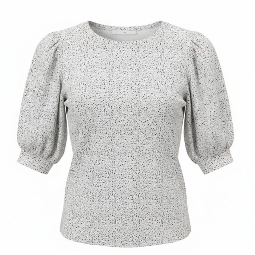 Nation LTD Rimma Dottyprint Pima Cotton Puff Sleeve Crewneck Top Small